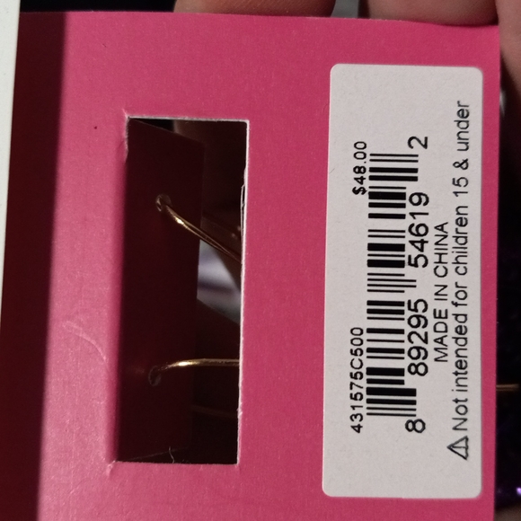 Betsey Johnson Spring Purple Butterfly Drop Earrings - Picture 3 of 3